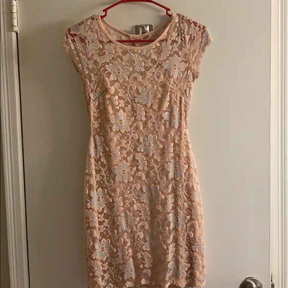 peach and silver dress